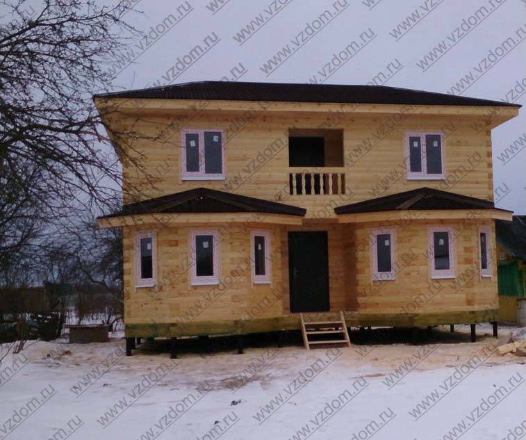 Дом из бруса 6 х 9 м с эркерами