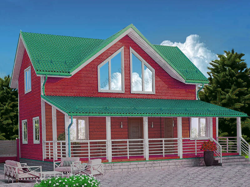 № 09-60. Каркасный дом 6х10 с террасой