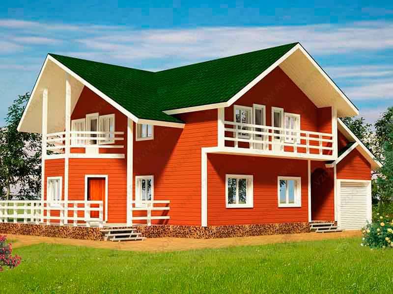 № 16-60. Каркасный дом 10х12.5 с гаражом