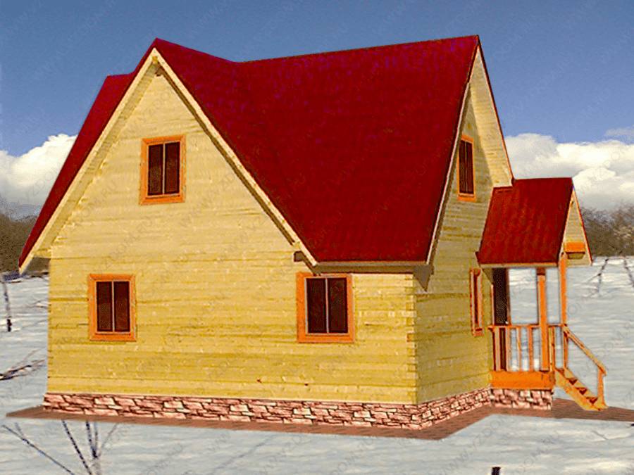 № 06-50. Дом из бруса 6 х 8 м с крыльцом