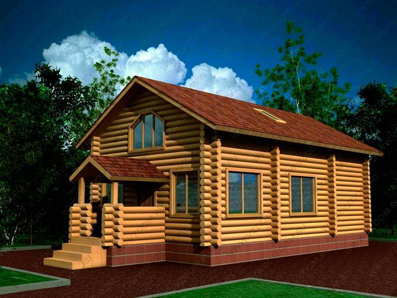 Дом из бревна с баней 5,5 х 10 м.